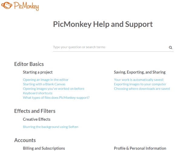 PicMonkey's Help Page
