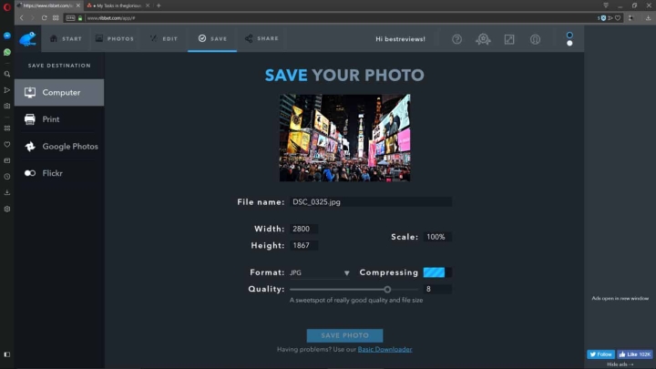 Saving and Compressing a Photo